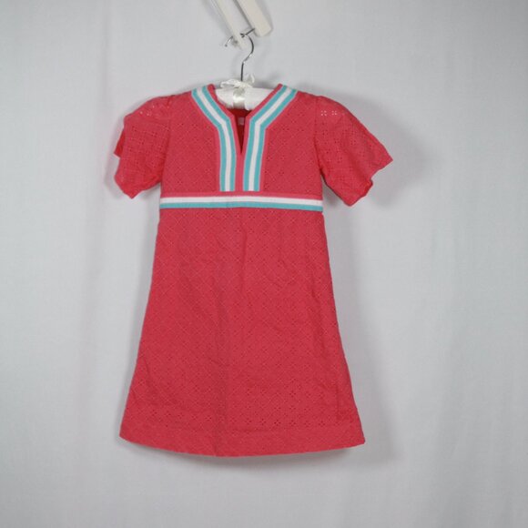 Lilly Pulitzer Pink Eyelet Short Sleeve Dress Size 6 - Picture 3 of 7